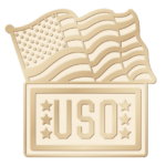USO Gold American Flag Lapel Pin